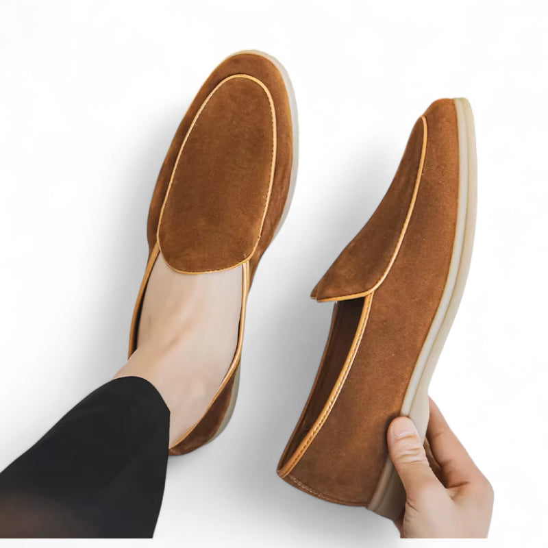 Mocassins En Daim Marron Homme