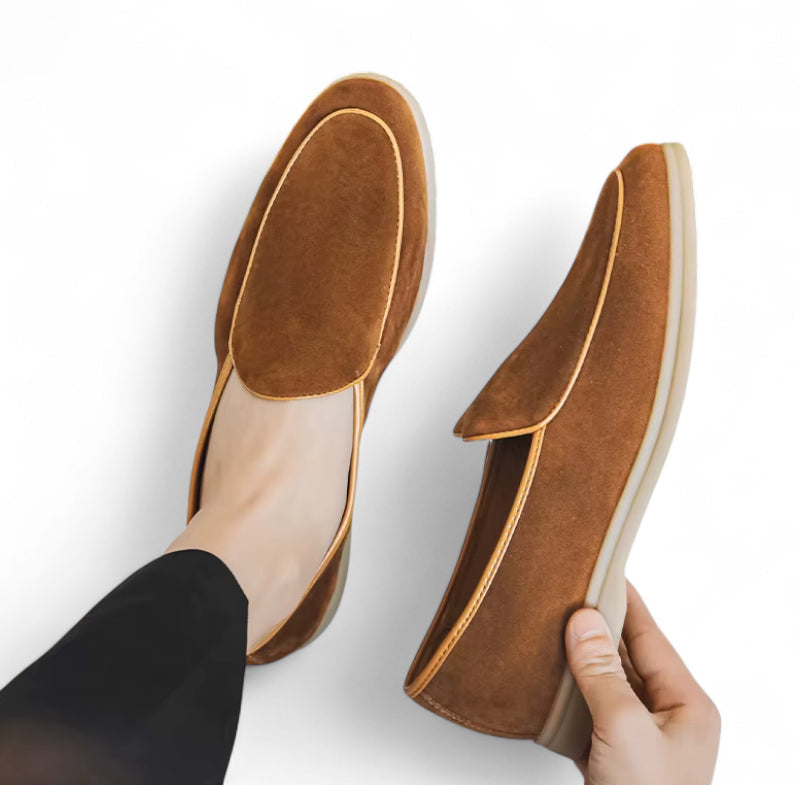 Mocassins En Daim Marron Homme