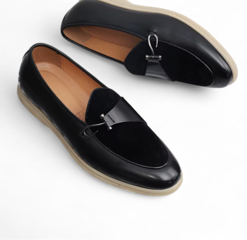 Mocassin Homme Daim Noir Cuir