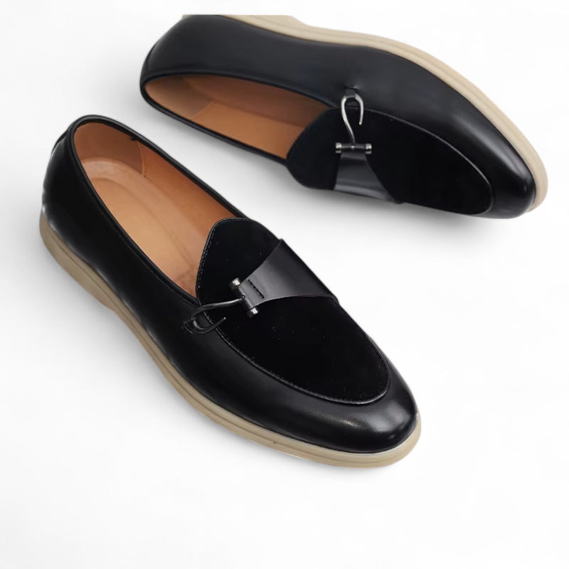 Mocassin Homme Daim Noir Cuir