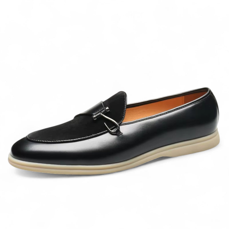 Mocassin Homme Daim Noir Cuir