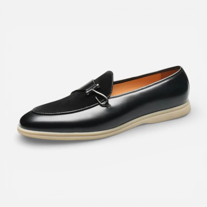 Mocassin Homme Daim Noir Cuir