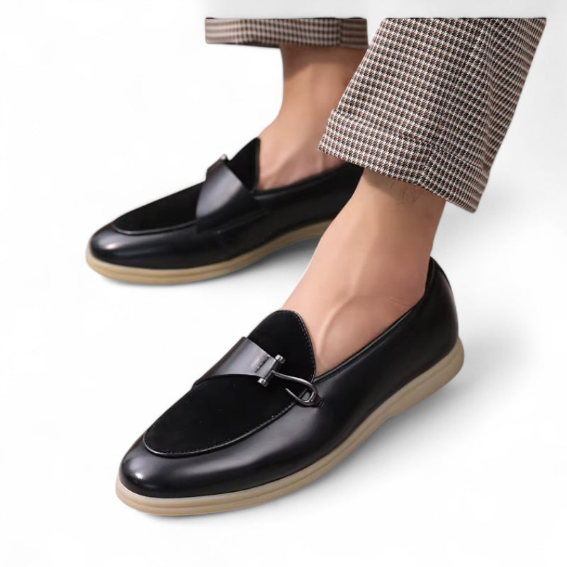 Mocassin Homme Daim Noir Cuir