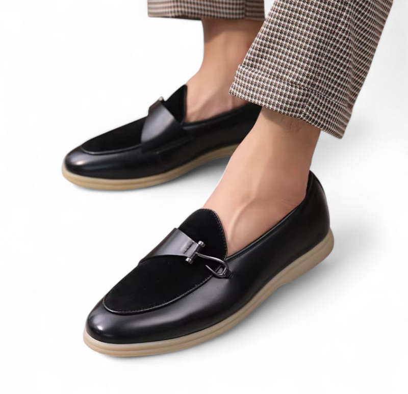 Mocassin Homme Daim Noir Cuir