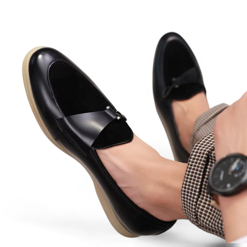 Mocassin Homme Daim Noir Cuir