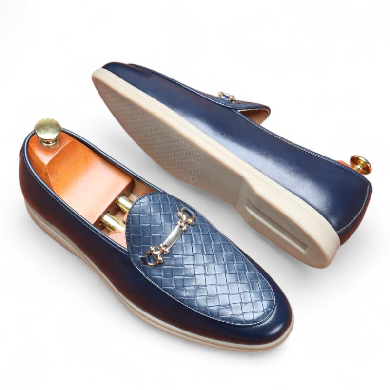 Mocassin En Cuir Bleu Marine Homme
