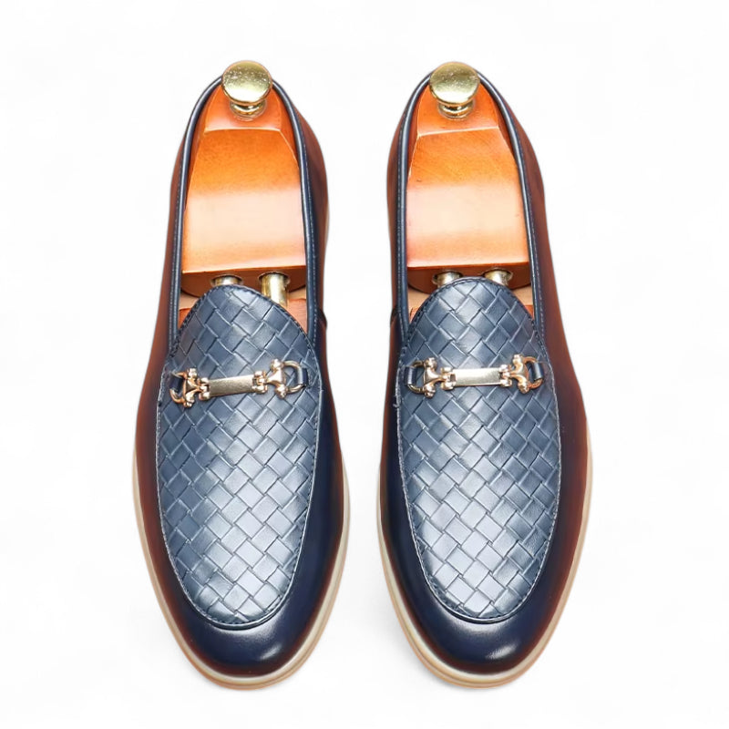 Mocassin En Cuir Bleu Marine Homme