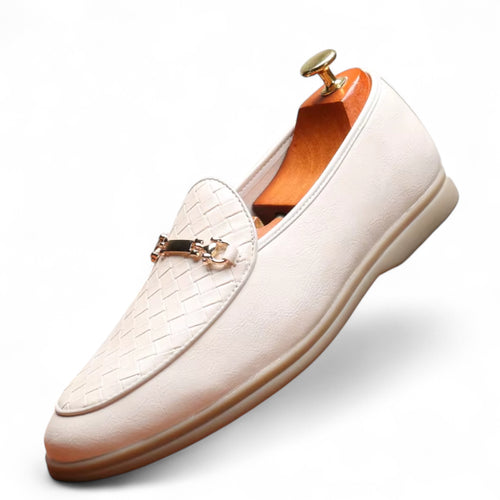 Homme Chaussures Mocassin Blanc Cuir