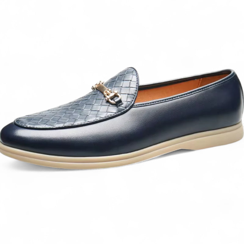 Mocassin En Cuir Bleu Marine Homme