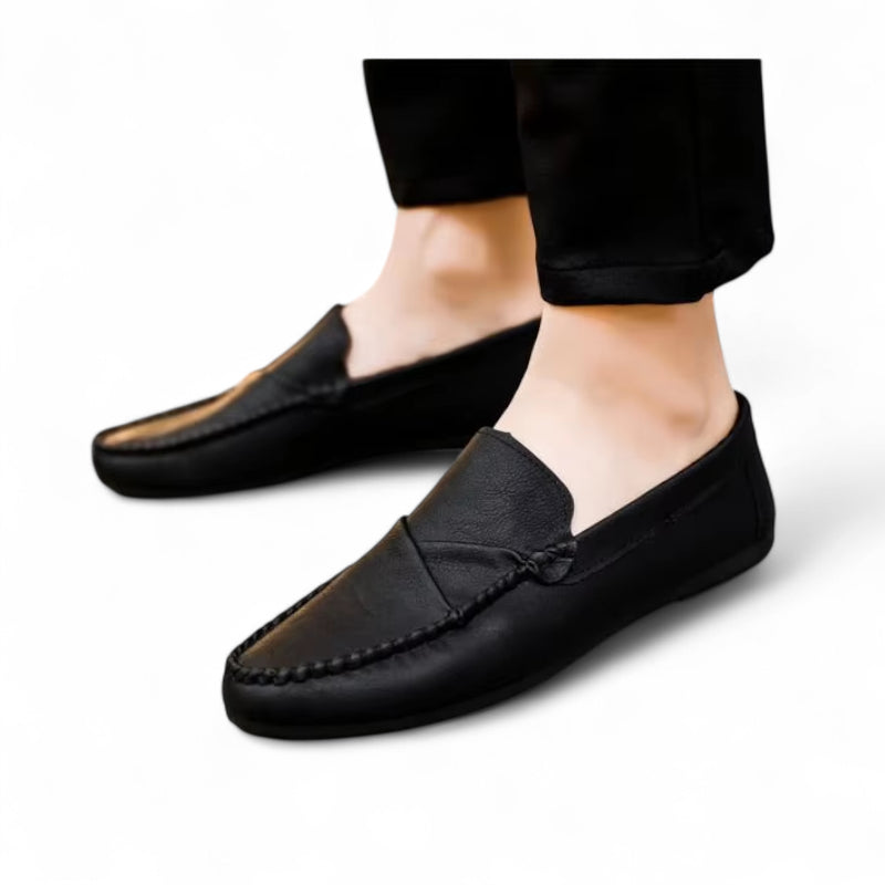 Mocassins Homme Cuir Souple Noir