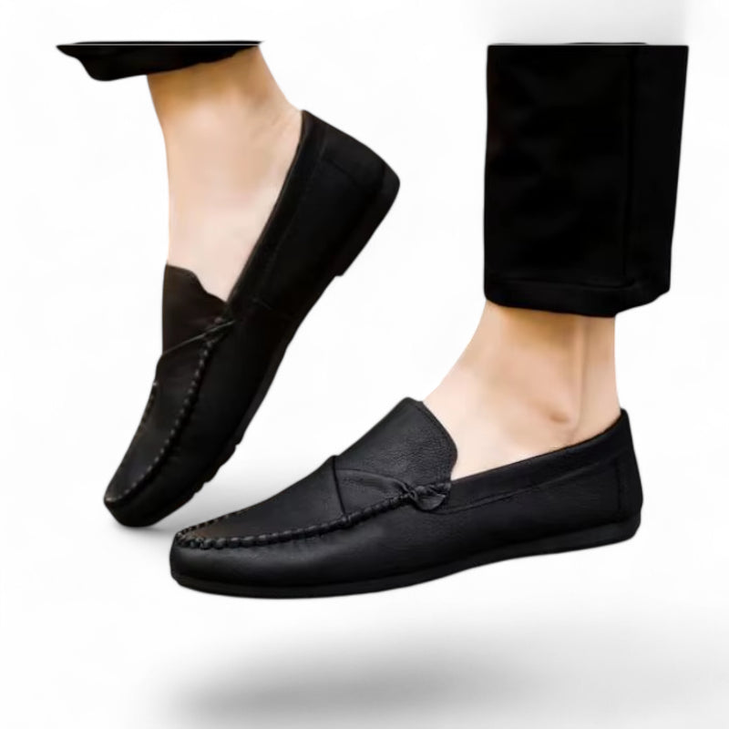 Mocassins Homme Cuir Souple Noir