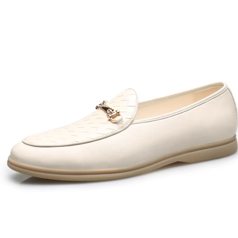 Homme Chaussures Mocassin Blanc Cuir
