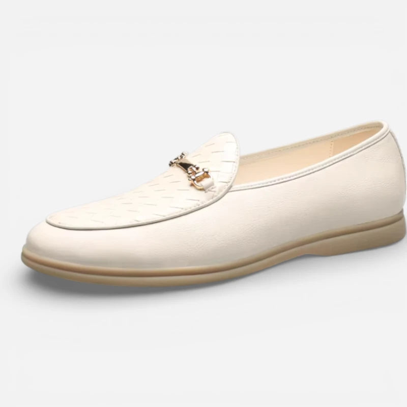 Homme Chaussures Mocassin Blanc Cuir