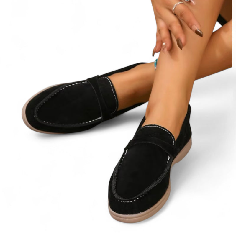 Mocassin En Daim Noir Pour Femme