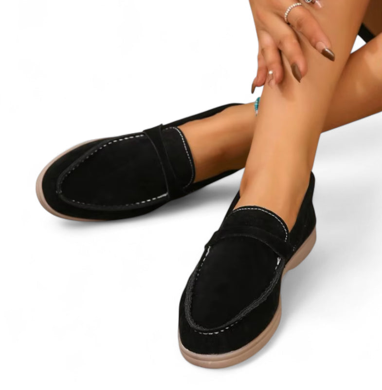 Mocassin En Daim Noir Pour Femme
