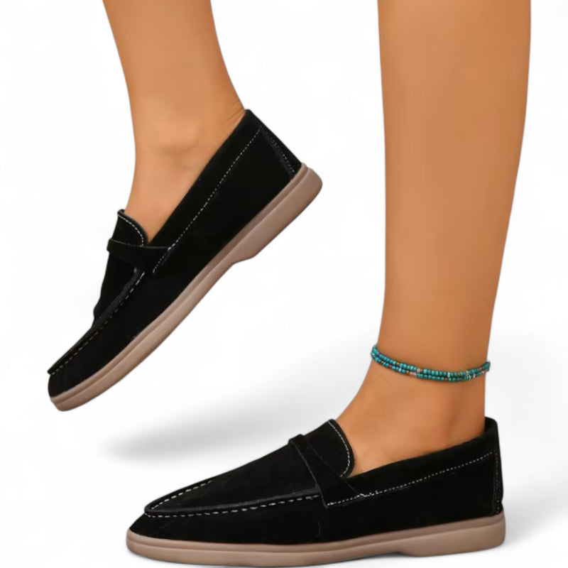 Mocassin En Daim Noir Pour Femme