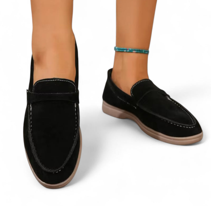 Mocassin En Daim Noir Pour Femme