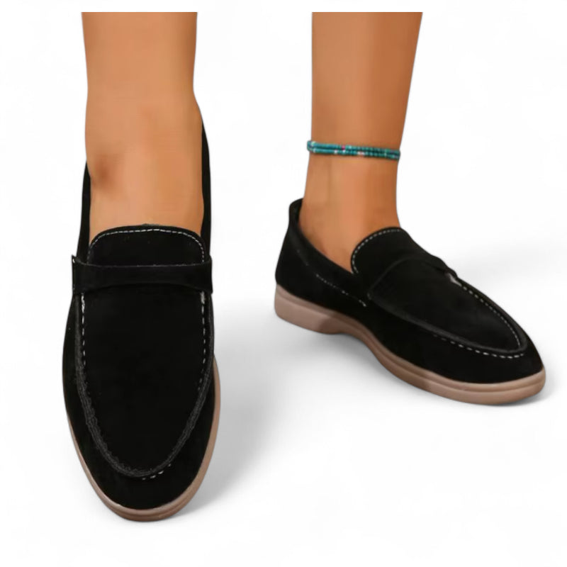 Mocassin En Daim Noir Pour Femme