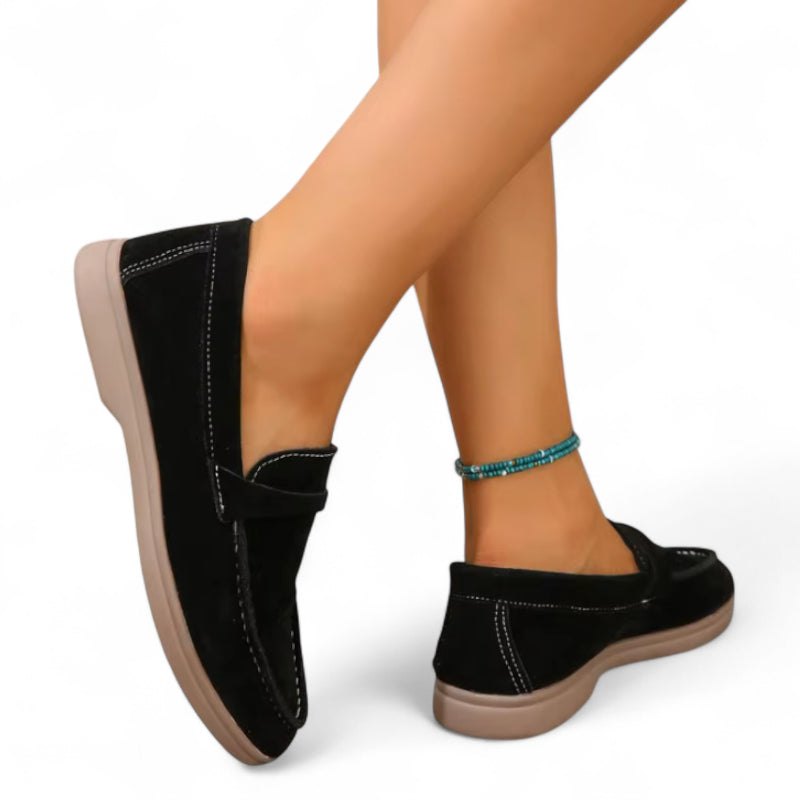 Mocassin En Daim Noir Pour Femme