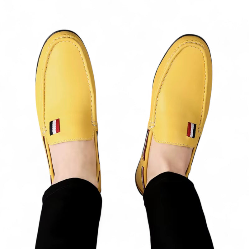 Mocassin Jaune En Cuir Drapeau Français Pour Homme