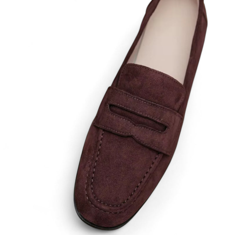 Mocassin Marron Foncé En Daim Pour Femme