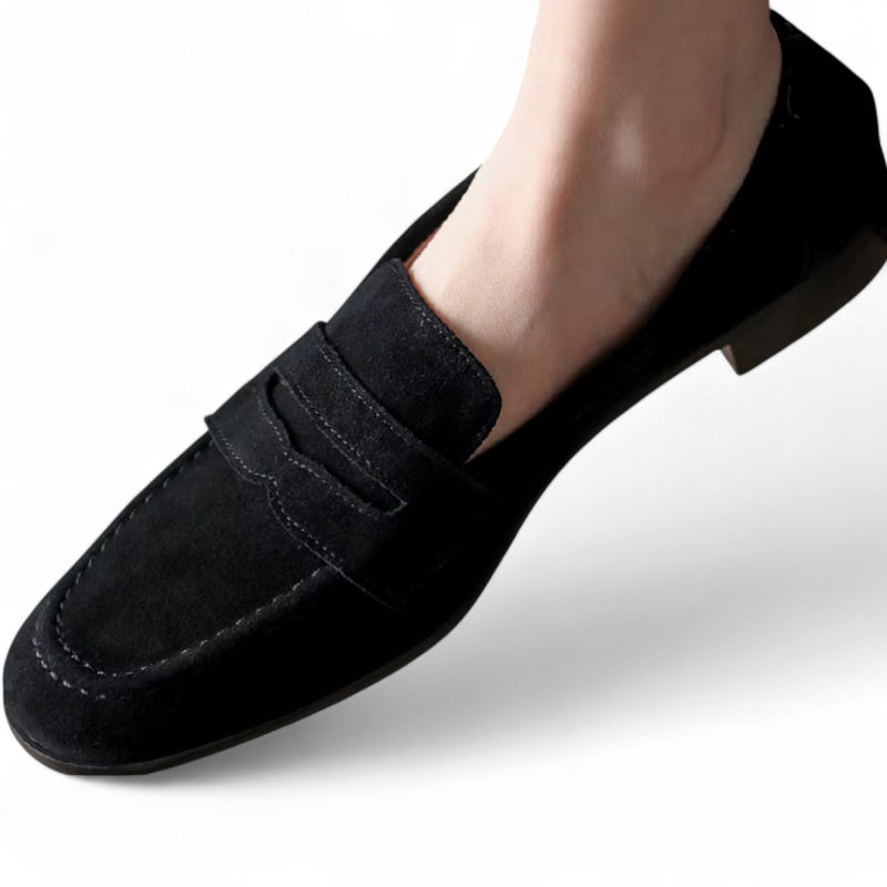 Mocassin Femme Talon En Daim Noir