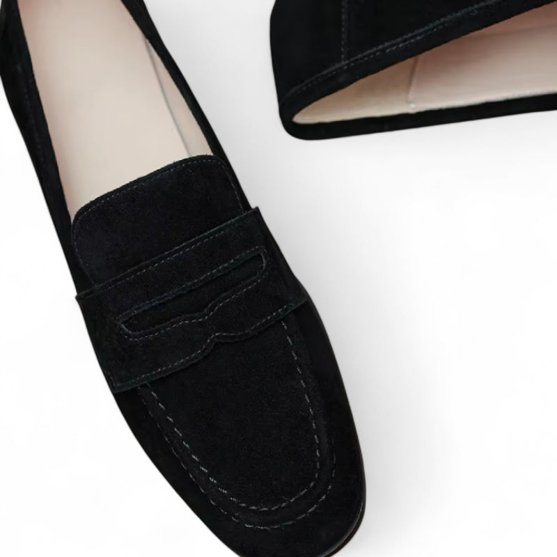Mocassin Femme Talon En Daim Noir