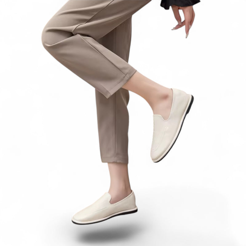 Mocassin Cuir Blanc Femme Vernis