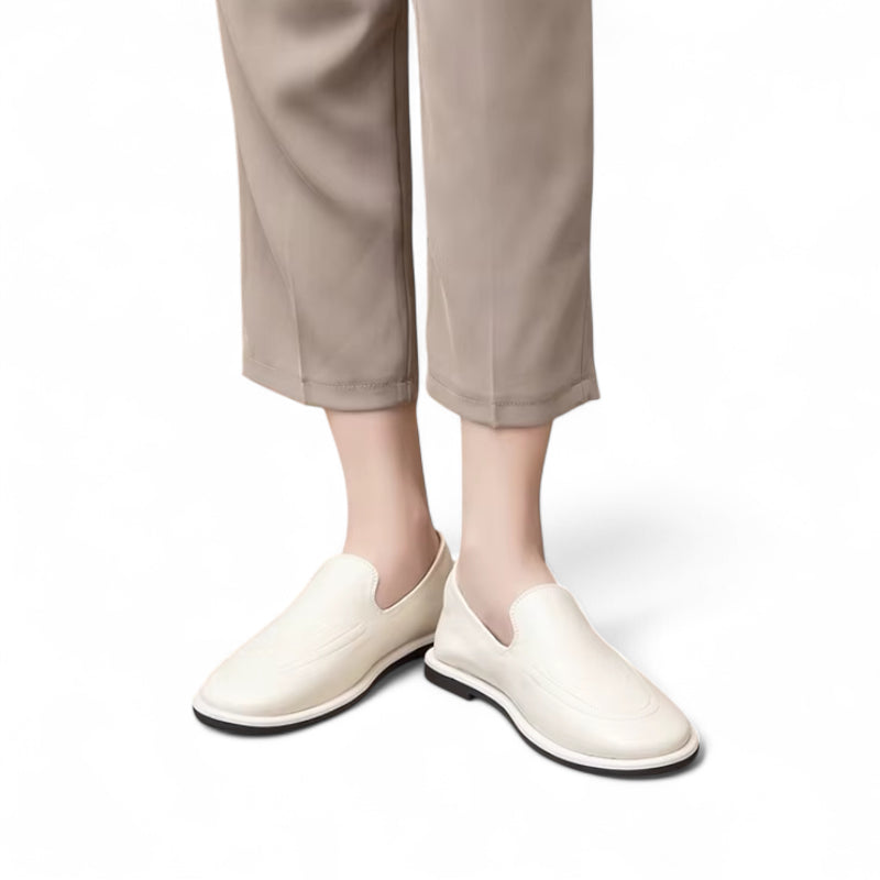 Mocassin Cuir Blanc Femme Vernis