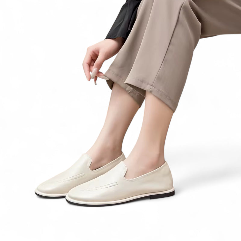 Mocassin Cuir Blanc Femme Vernis