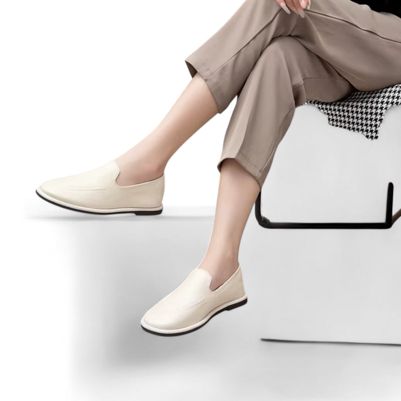 Mocassin Cuir Blanc Femme Vernis