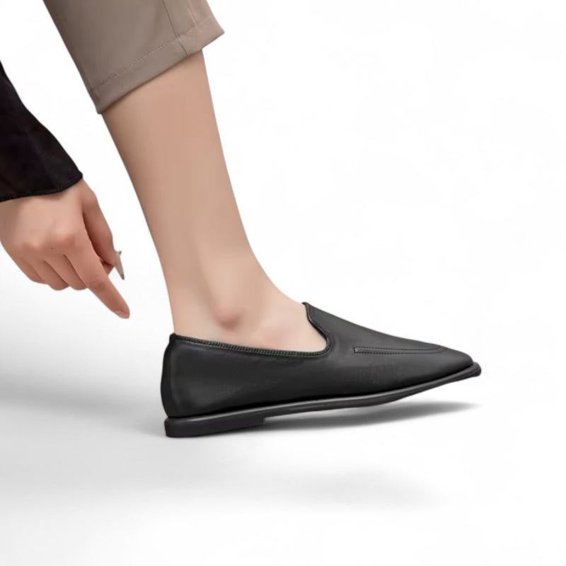 Mocassin Cuir Vernis Noir Femme