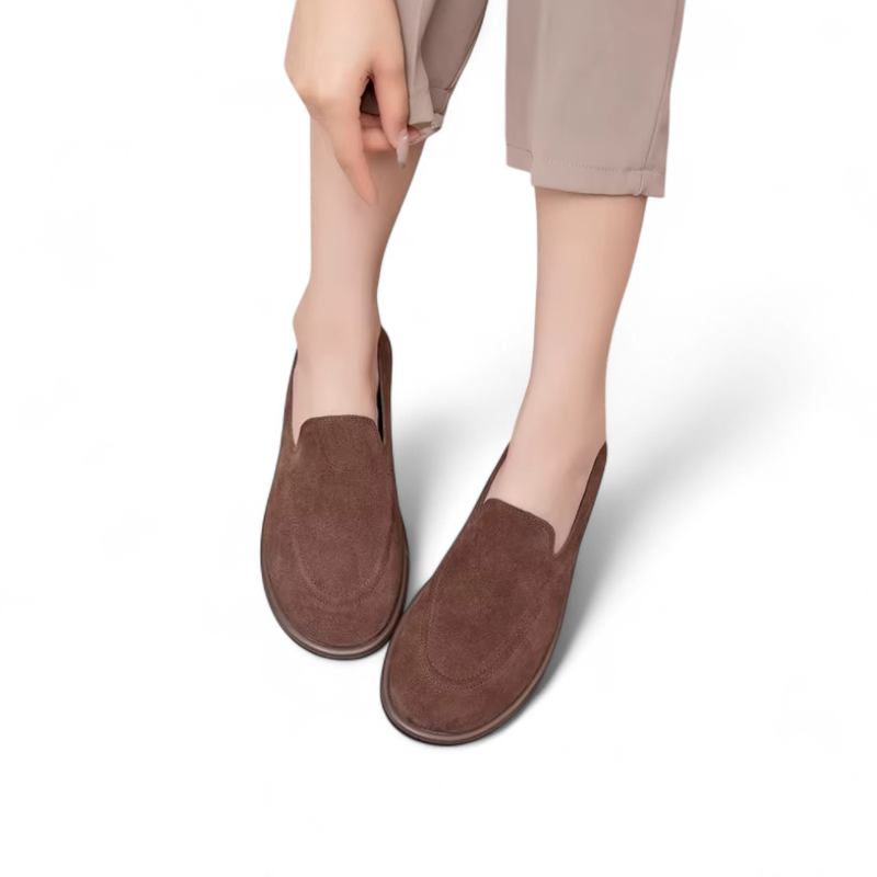 Mocassin Daim Marron Foncé Femme