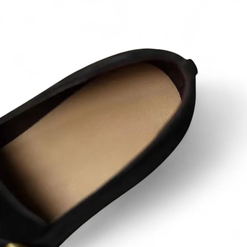 Mocassin En Cuir Noir Design Léopard Femme