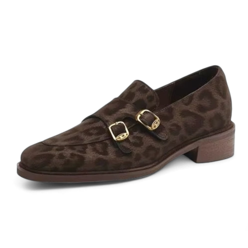 Mocassin En Cuir Design Léopard Femme