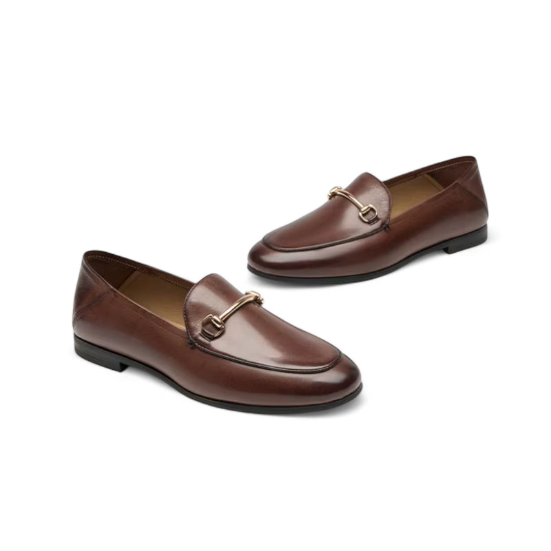 Mocassin Vernis Marron En Cuir Avec Bijoux Femme