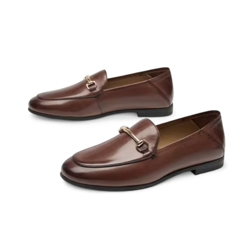 Mocassin Vernis Marron En Cuir Avec Bijoux Femme