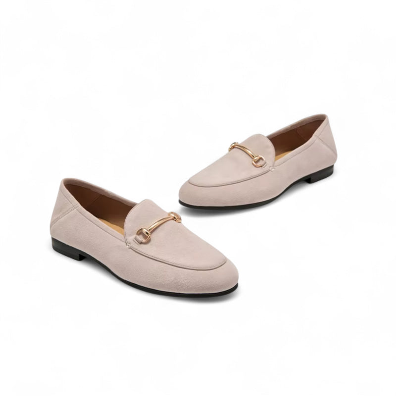 Mocassin En Daim Beige Avec Bijoux Pour Femme