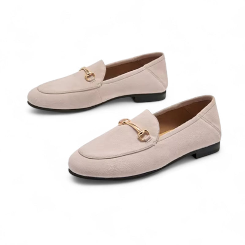 Mocassin En Daim Beige Avec Bijoux Pour Femme