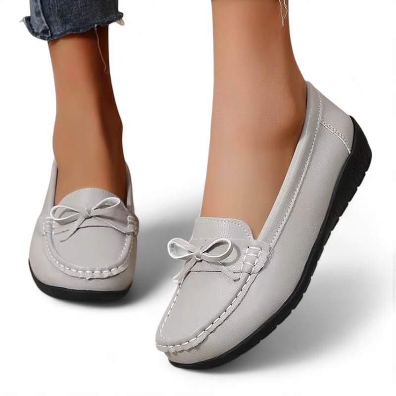 Mocassin Noeud Papillon Gris Femme