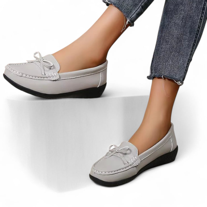 Mocassin Noeud Papillon Gris Femme