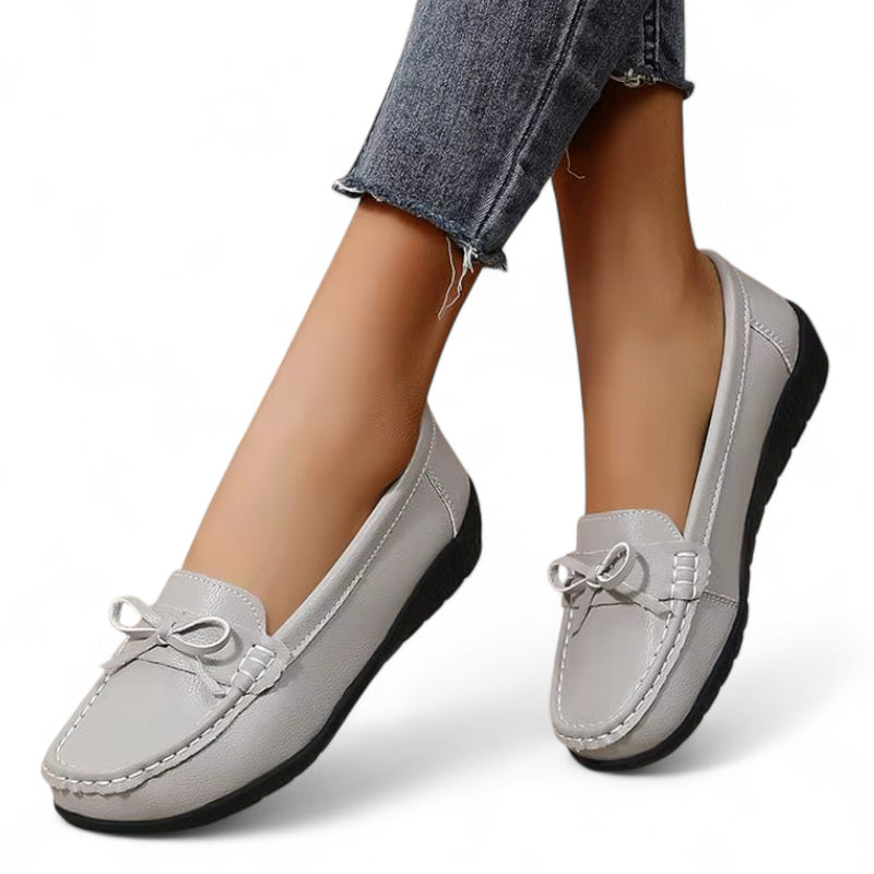 Mocassin Noeud Papillon Gris Femme