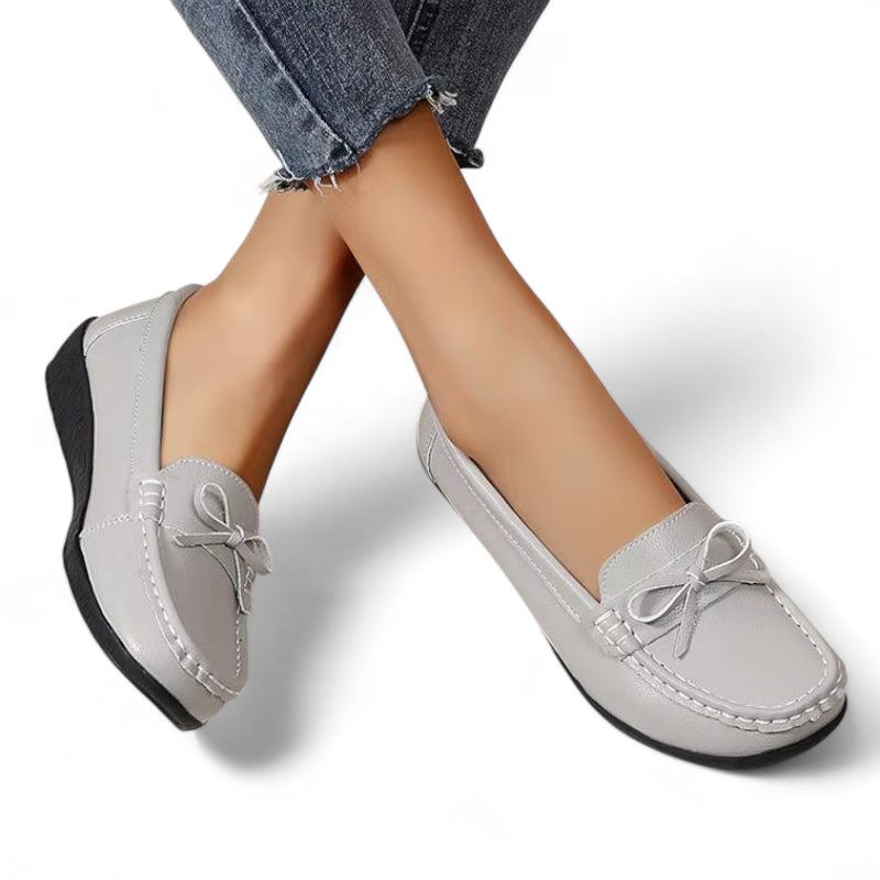 Mocassin Noeud Papillon Gris Femme