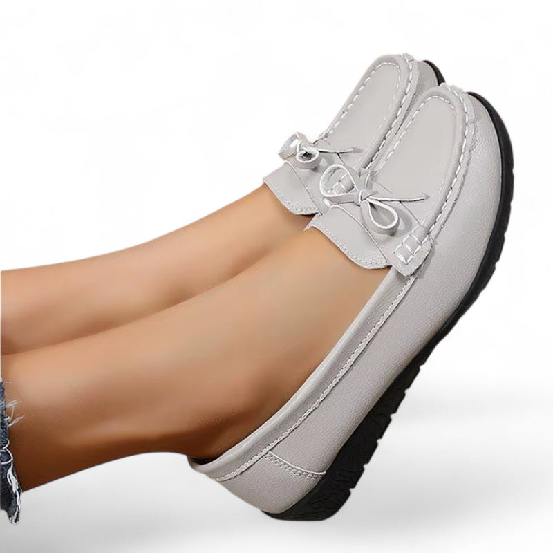 Mocassin Noeud Papillon Gris Femme