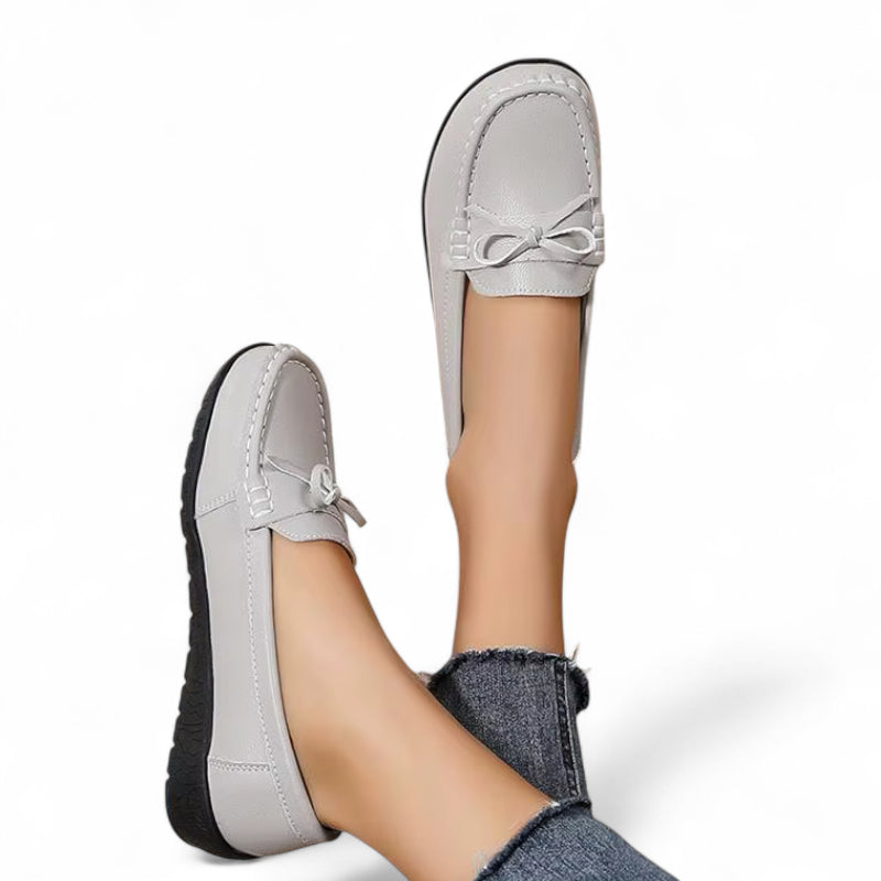 Mocassin Noeud Papillon Gris Femme