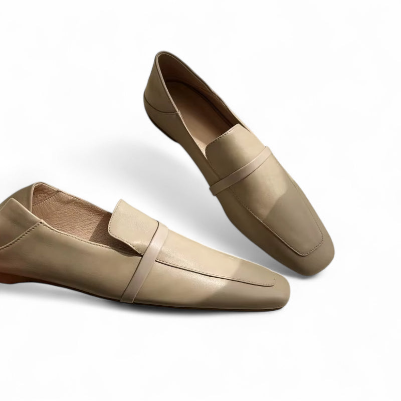 Mocassin Cuir Marron Bout Carré Femme