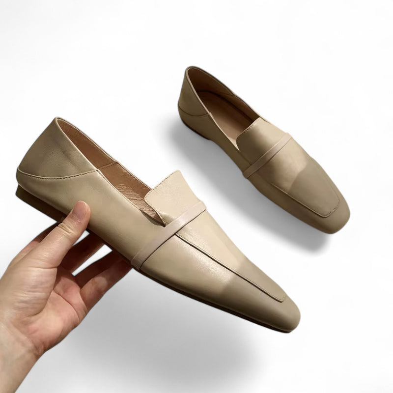 Mocassin Cuir Marron Bout Carré Femme