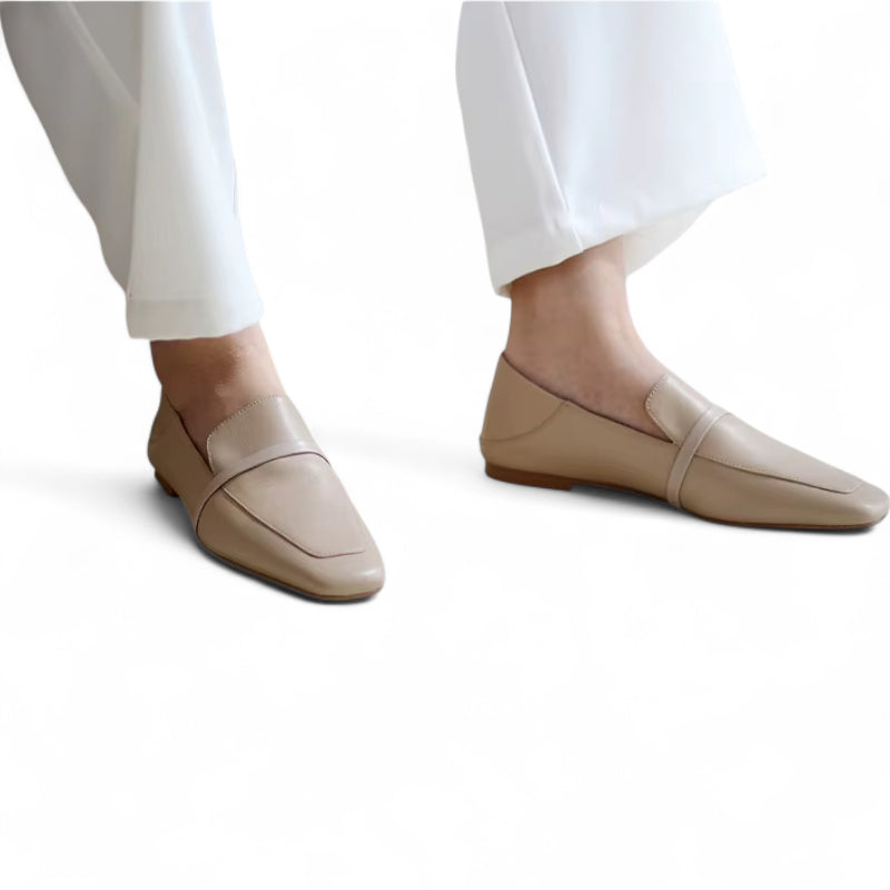 Mocassin Cuir Marron Bout Carré Femme