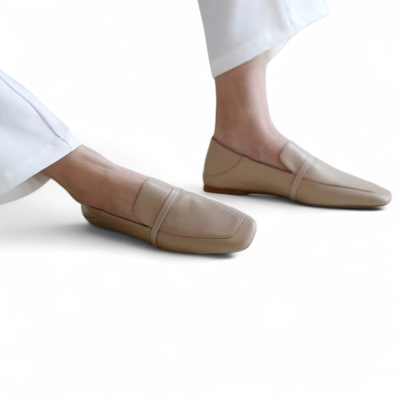 Mocassin Cuir Marron Bout Carré Femme