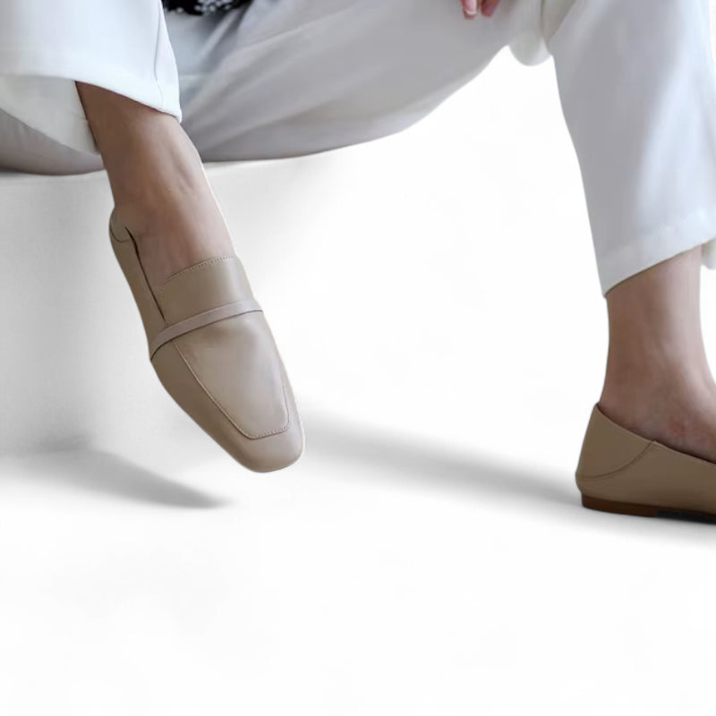 Mocassin Cuir Marron Bout Carré Femme